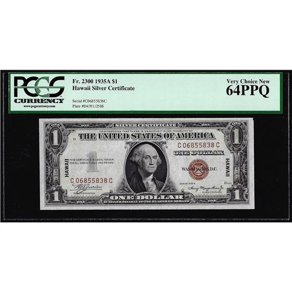 1935A $1 Hawaii WWII Emergency Silver Certificate Note Fr.2300 PCGS Very Ch. New 64PPQ