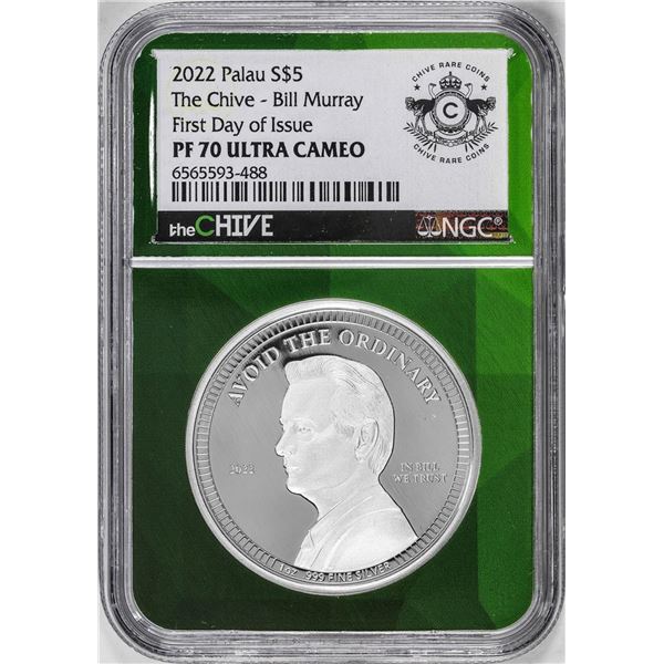 2022 Paulau $5 Proof The Chive Bill Murray Silver Coin NGC PF70 Ultra Cameo FDOI