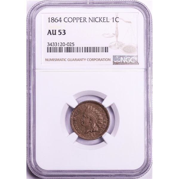 1864 Copper Nickel Indian Head Cent Coin NGC AU53