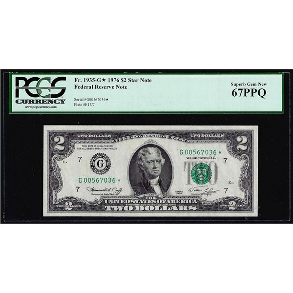 1976 $2 Federal Reserve Star Note Fr.1935-G* PCGS Superb Gem New 67PPQ