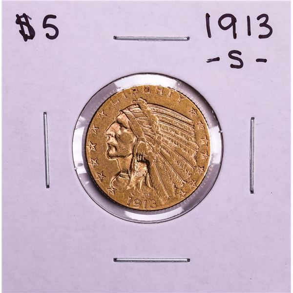 1913-S $5 Indian Head Half Eagle Gold Coin