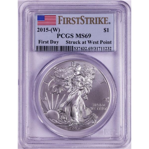 2015-(W) $1 American Silver Eagle Coin PCGS MS69 First Strike West Point Mint