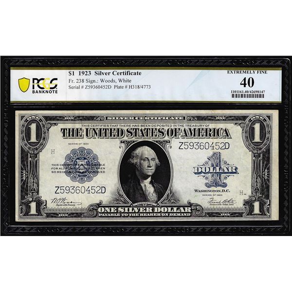 1923 $1 Silver Certificate Note Fr.238 PCGS Extremely Fine 40