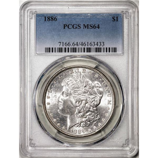 1886 $1 Morgan Silver Dollar Coin PCGS MS64