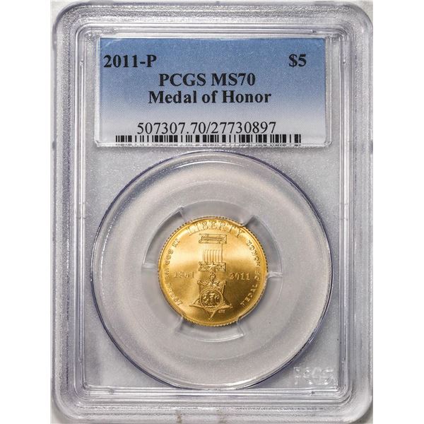 2011-P $5 Medal of Honor Commemorative Gold Coin PCGS MS70