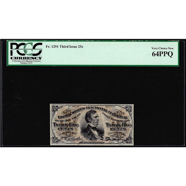 1863 Third Issue 25 Cents Fractional Currency Note Fr.1291 PCGS Very Choice New 64PPQ