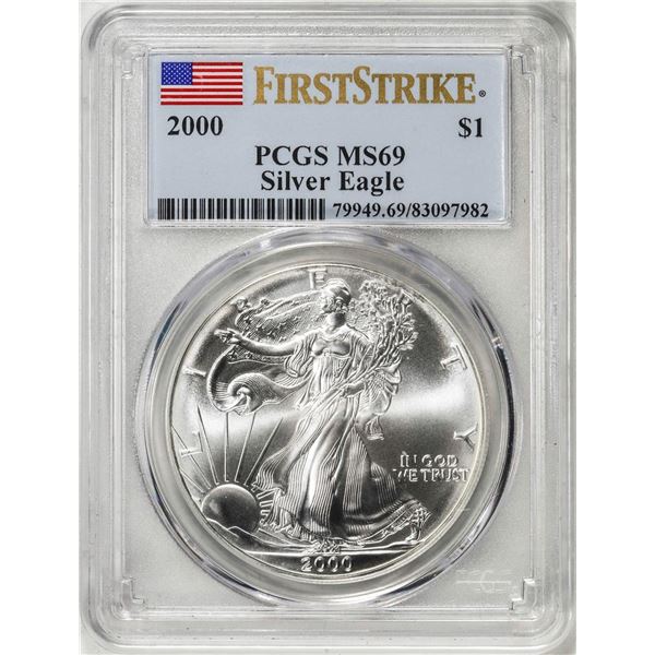 2000 $1 American Silver Eagle Coin PCGS MS69 First Strike