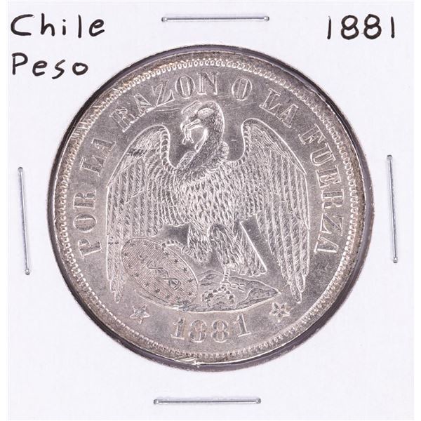 1881 Chile Un Peso Silver Coin