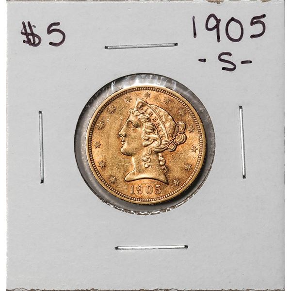 1905-S $5 Liberty Head Half Eagle Gold Coin