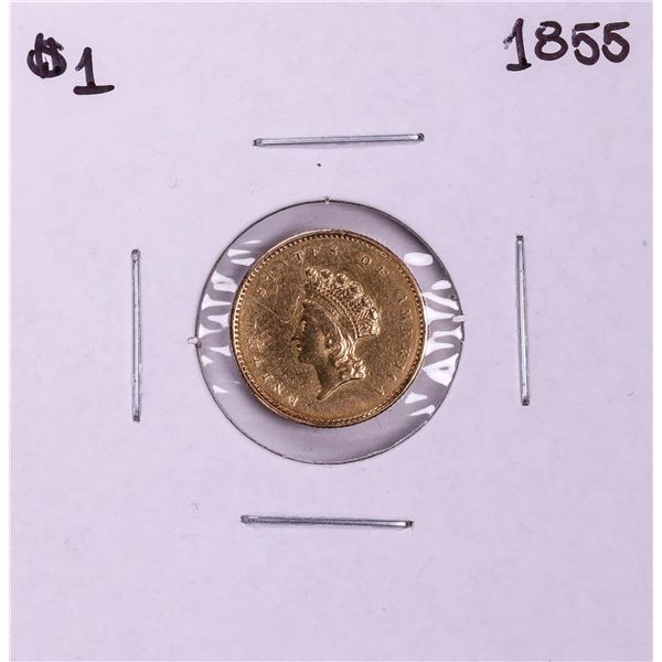 1855 Type 2 $1 Indian Princess Head Gold Dollar Coin