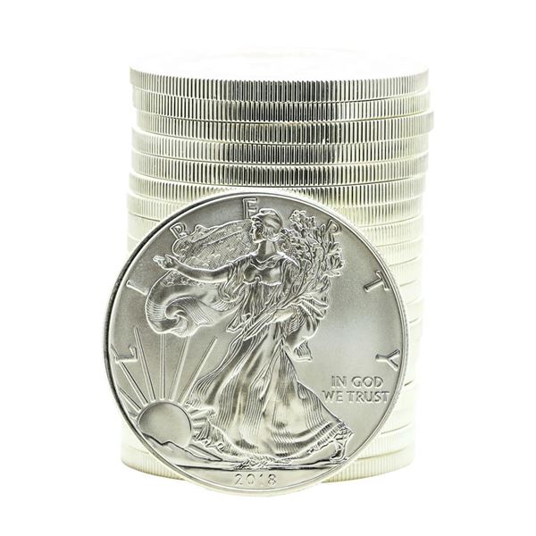 Roll of (20) Brilliant Uncirculated 2018 $1 American Silver Eagle Coins