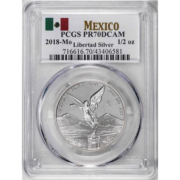 2018-Mo Mexico Proof 1/2 oz Silver Libertad Coin PCGS PR70DCAM