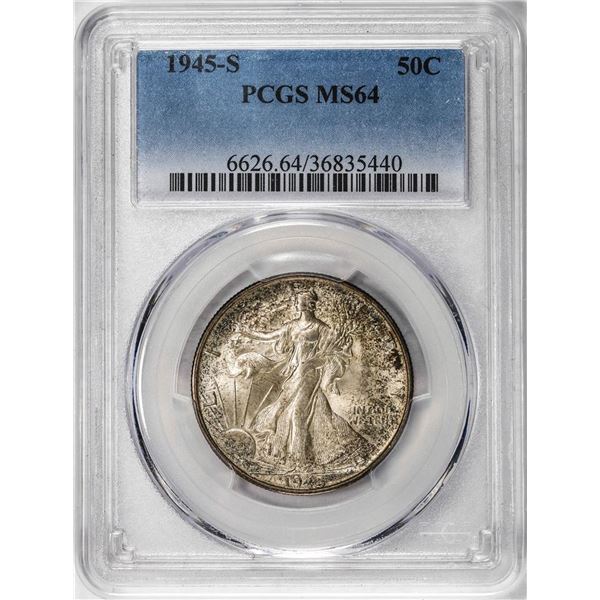 1945-S Walking Liberty Half Dollar Coin PCGS MS64