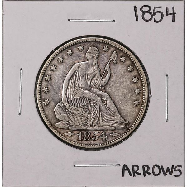 1854 w/Arrows Seated Liberty Half Dollar Coin