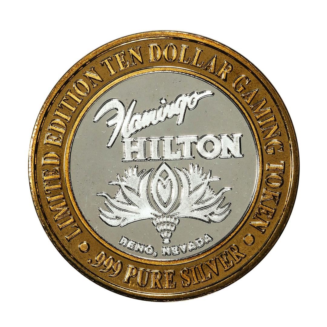 .999 Silver Flamingo Hilton Reno, Nevada $10 Casino Limited Edition ...