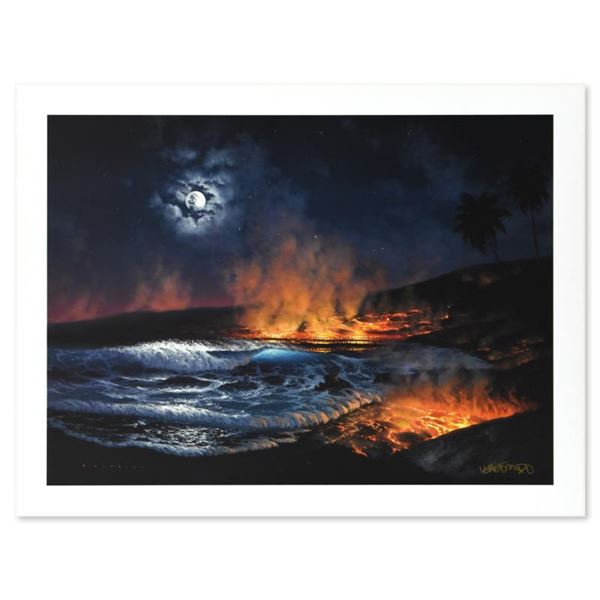 Walfrido  Black Sand Red Fire  Limited Edition Lithograph On Paper