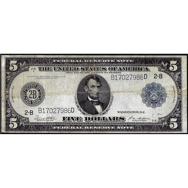 1914 $5 Federal Reserve Note New York