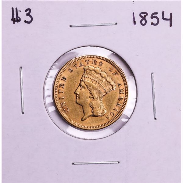 1854 $3 Indian Princess Head Gold Coin