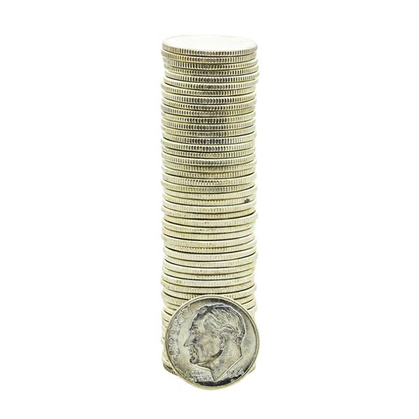 Roll of (50) Brilliant Uncirculated 1964-D Roosevelt Dimes