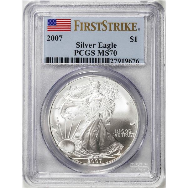 2007 $1 American Silver Eagle Coin PCGS MS70 First Strike