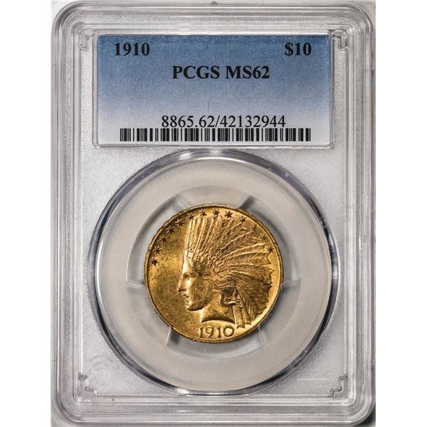 1910 $10 Indian Head Eagle Gold Coin PCGS MS62