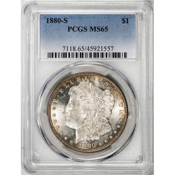 1880-S $1 Morgan Silver Dollar Coin PCGS MS65 Amazing Toning