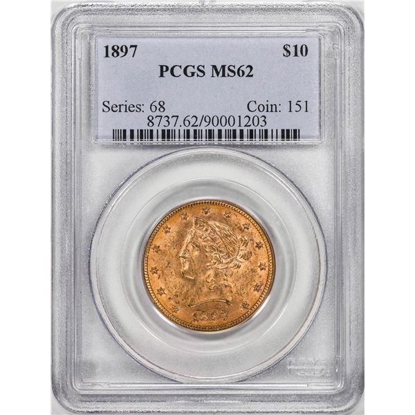 1897 $10 Liberty Head Eagle Gold Coin PCGS MS62