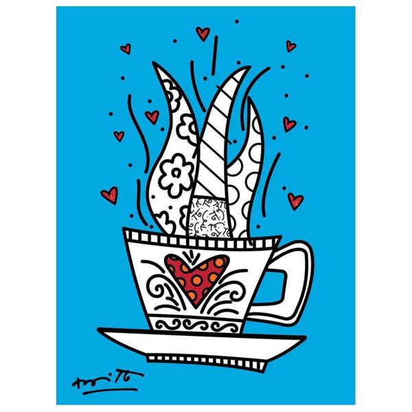 Romero Britto "Good Morning (Blue)" Limited Edition Giclee On Canvas