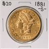 1881-S $20 Liberty Head Double Eagle Gold Coin