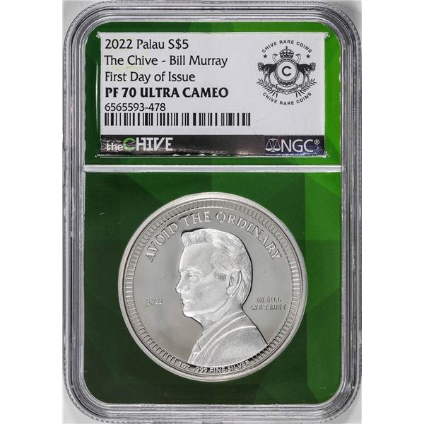 2022 Paulau $5 Proof The Chive Bill Murray Silver Coin NGC PF70 Ultra Cameo FDOI