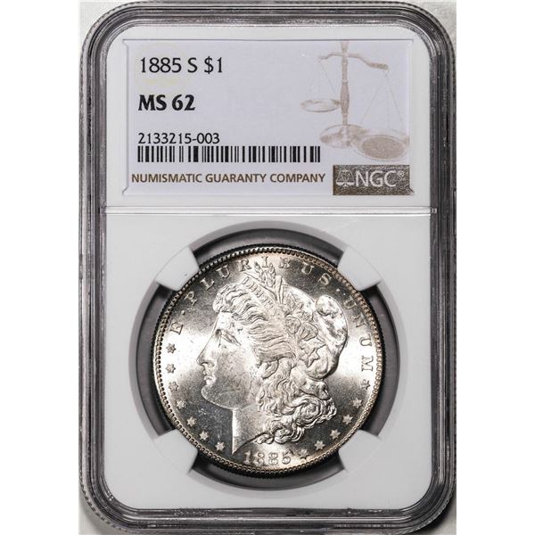 1885-S $1 Morgan Silver Dollar Coin NGC MS62