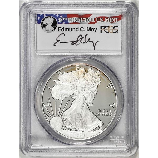 2014-W $1 Proof American Silver Eagle Coin PCGS PR69DCAM Edmund Moy Signature