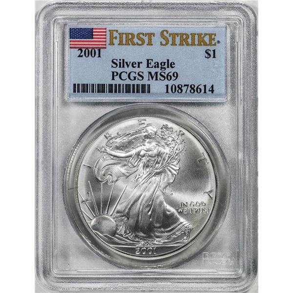 2001 $1 American Silver Eagle Coin PCGS MS69 First Strikes