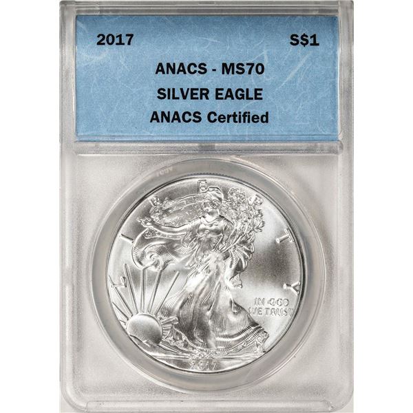 2017 $1 American Silver Eagle Coin ANACS MS70
