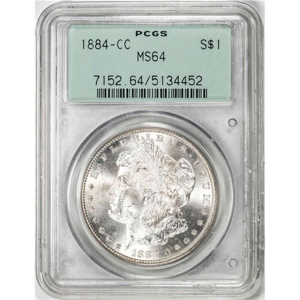 1884-CC $1 Morgan Silver Dollar Coin PCGS MS64 Old Green Rattler