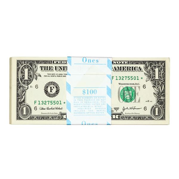 Pack of (100) Consecutive 2003A $1 Federal Reserve STAR Notes Atlanta