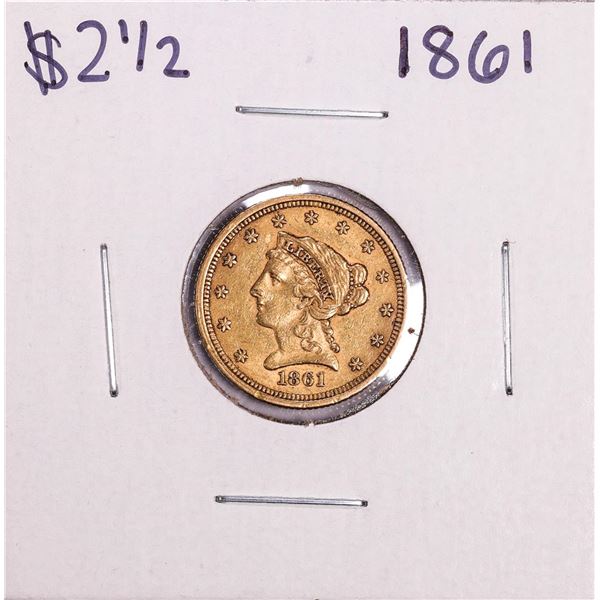 1861 New Reverse $2 1/2 Liberty Head Quarter Eagle Gold Coin