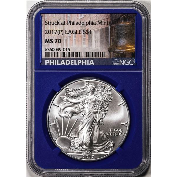 2017(P) $1 American Silver Eagle Coin NGC MS70 Struck at Philadelphia