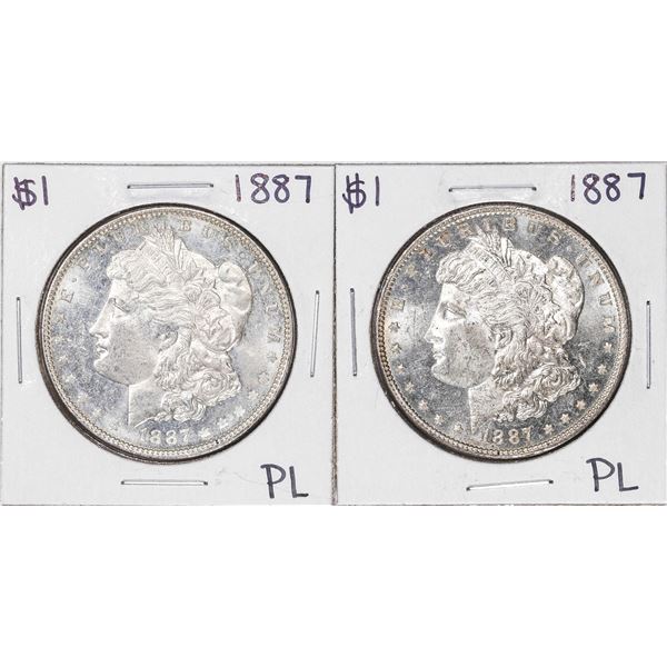 Lot of (2) 1887 $1 Morgan Silver Dollar Coins Proof Like