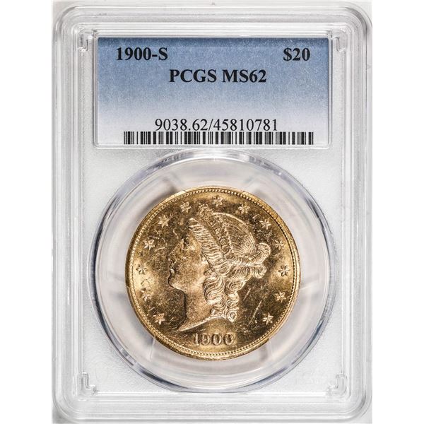 1900-S $20 Liberty Head Double Eagle Gold Coin PCGS MS62