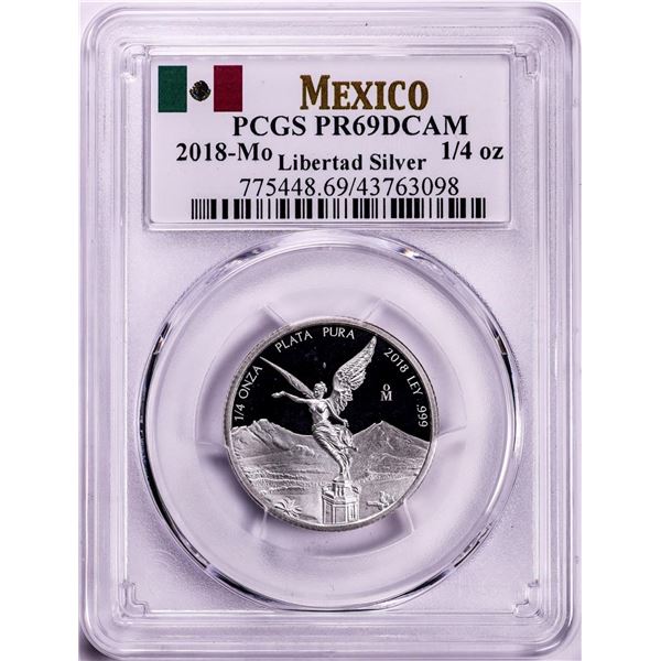 2018-Mo Mexico Proof 1/4 oz Silver Libertad Coin PCGS PR69DCAM