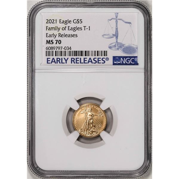 2021 Type 1 $5 American Gold Eagle Coin NGC MS70 Early Releases