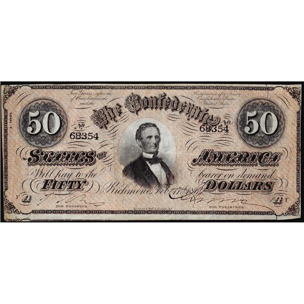 1864 $50 Confederate States of America Note