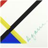 Image 2 : Yaacov Agam "Homage To Mondrian (Green Border)" Limited Edition Serigraph On Board