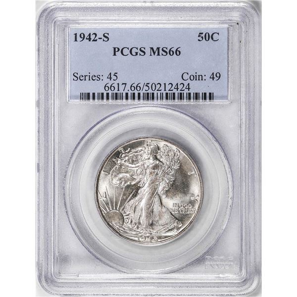 1942-S Walking Liberty Half Dollar Coin PCGS MS66