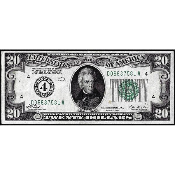 1928 $20 Federal Reserve Note Cleveland