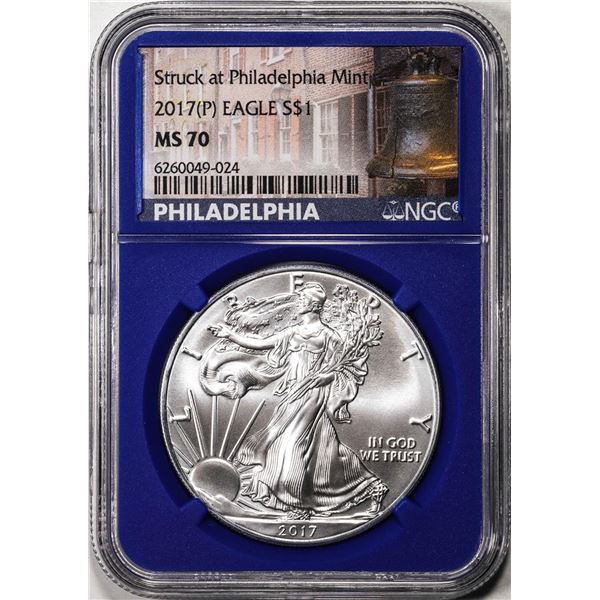 2017(P) $1 American Silver Eagle Coin NGC MS70 Struck at Philadelphia