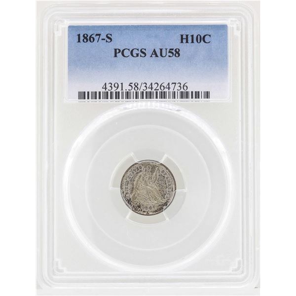 1867-S Seated Liberty Half Dime Coin PCGS AU58