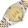 Rolex Men's Two Tone Champagne Diamond & Sapphire Datejust Wristwatch