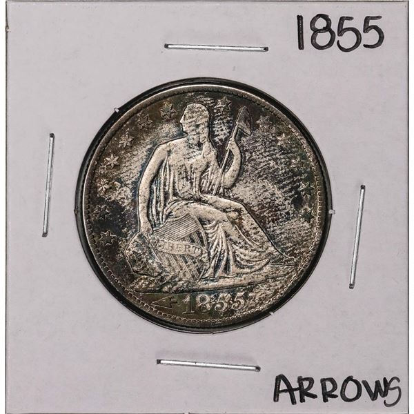 1855 w/Arrows Seated Liberty Half Dollar Coin